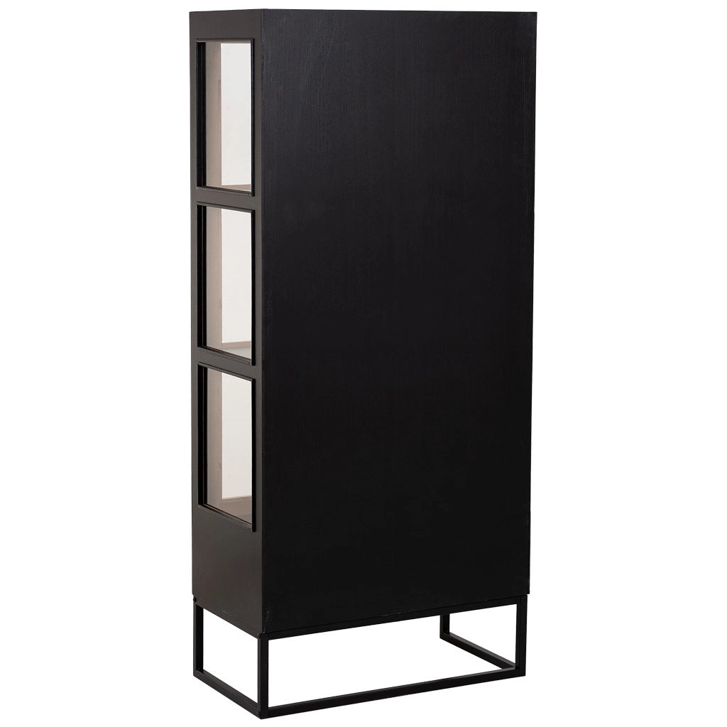 Vetrina 2 ante e 1 cassetto, legno e metallo, 72x40,5x158,5h cm
