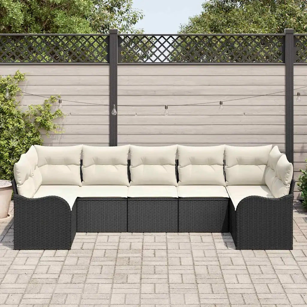 Set Divano da Giardino Nero polyrattan