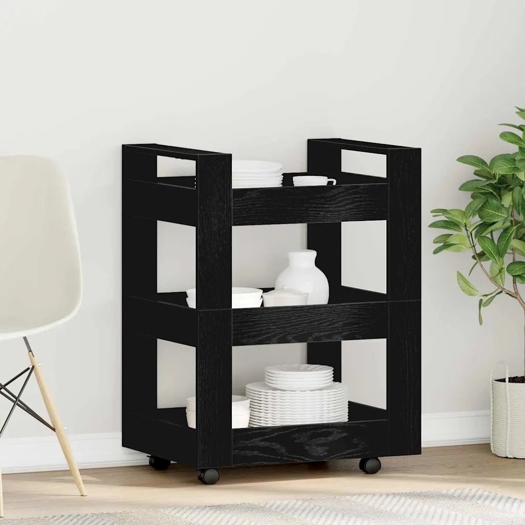 Carrello da Cucina Rovere Nero 60 x 45 x 80 cm CFW7048768