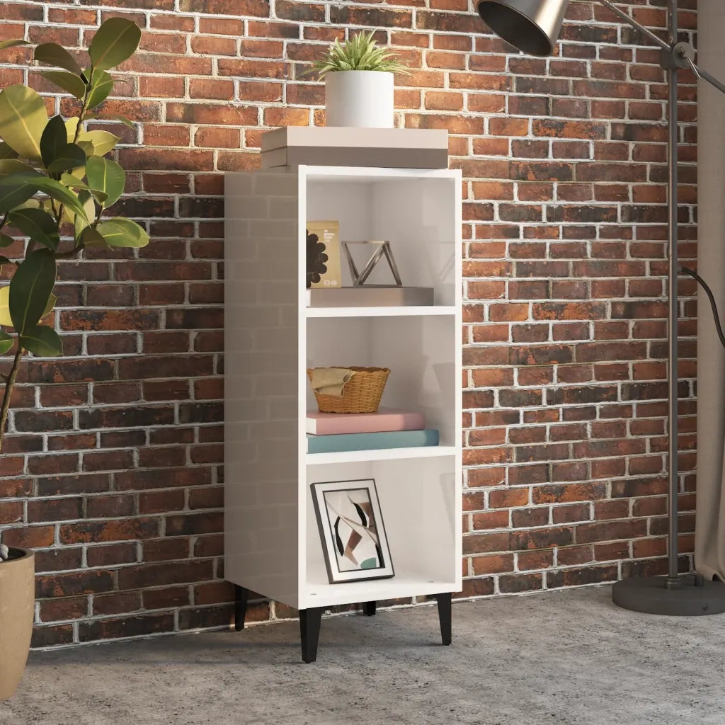 Credenza 34,5x34x90 cm in Legno Multistrato Bianco Lucido 812390