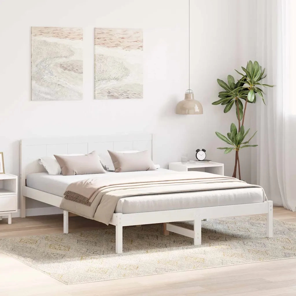 Struttura del letto Bianco 160 x 200 cm Legno massello di pino 872183