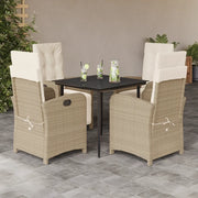 Set da Pranzo da Giardino 5 pz con Cuscini Beige in Polyrattancod mxl 113399