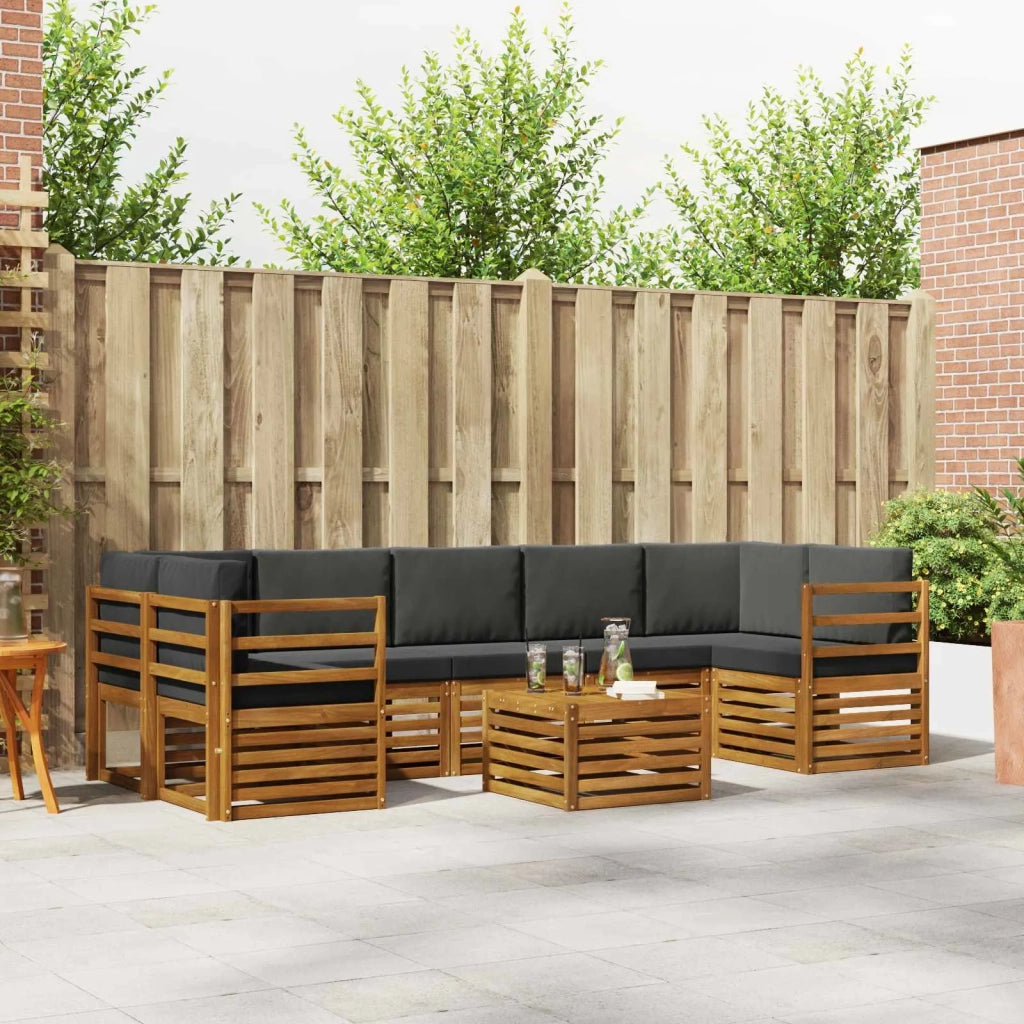 Set di divani da esterno con cuscino 8 pcs Naturale e Antracite 3374512