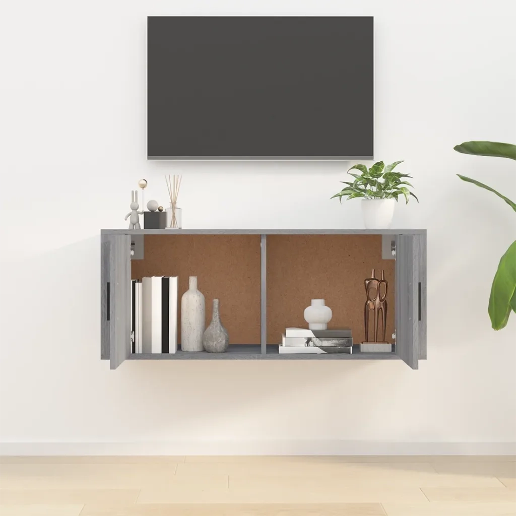 Mobile Porta TV a Parete-Credenza per TV sospesa grigio sonoma 100x34,5x40 cm