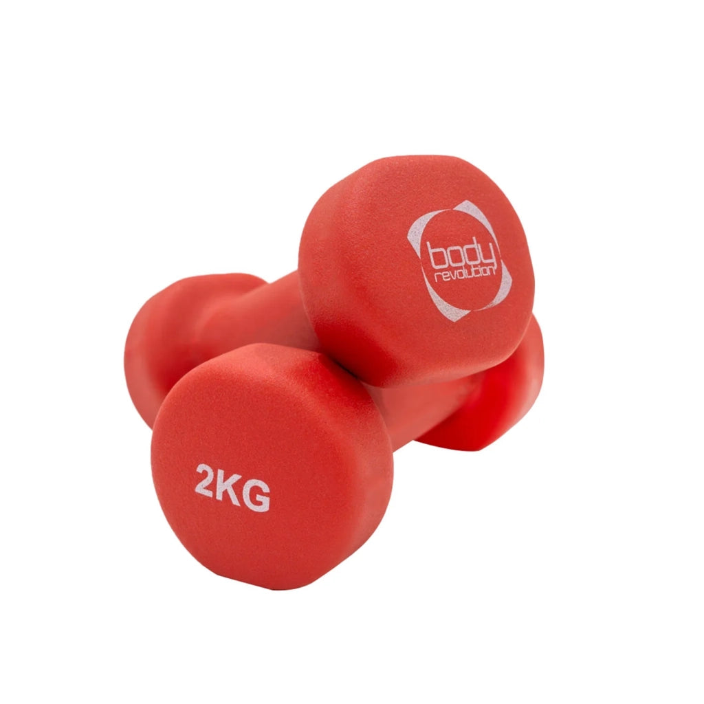 Body Revolution Set 6 Manubri Neoprene 12kg 1kg 2kg 3kg con Supporto