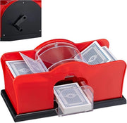 Macchina per scuotere carte con manovella - mixer manuale per carte da gioco - Macchina per scuotere carte per carte fino a 88x63 mm - plastica - rosso/nero