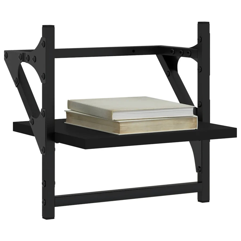 Mensole da Parete con Aste 2 pz Nere 30x25x30 cm 836233