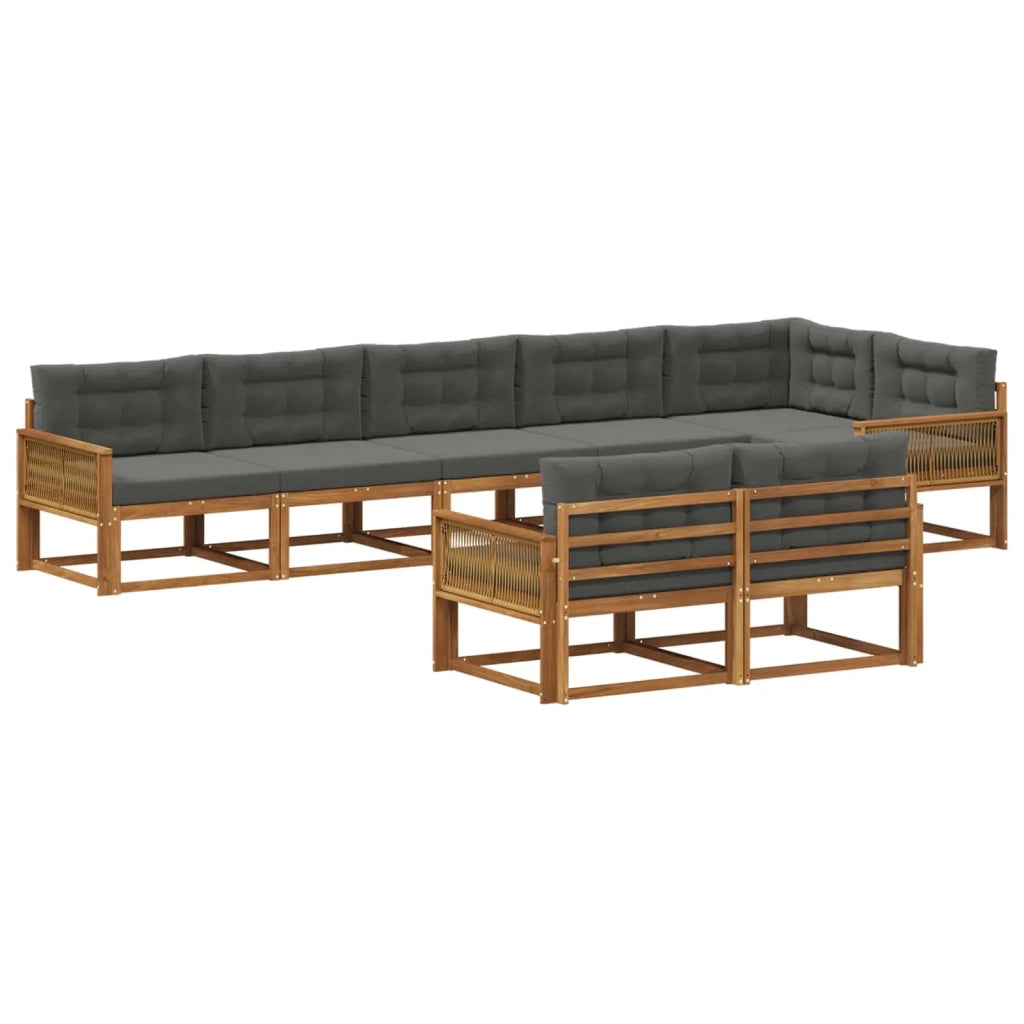 Set di divani da esterno con cuscino 8 pcs Naturale e Antracite 3382670