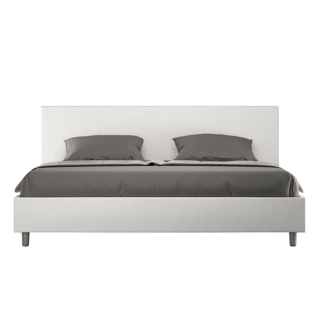 BS COM Letto senza rete imbottito 180x190 similpelle bianco