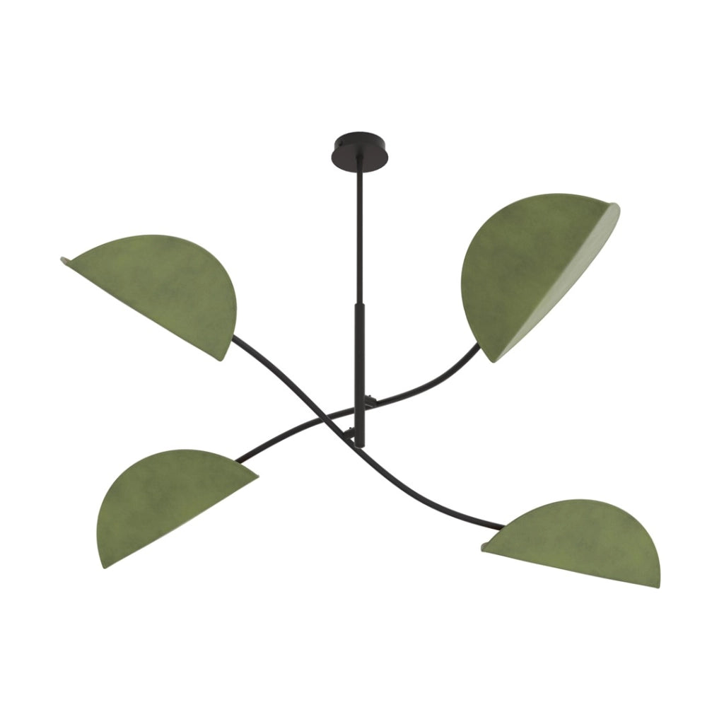 Plafoniera LOTUS foglie velluto nero/verde 4xE14 etno Emibig