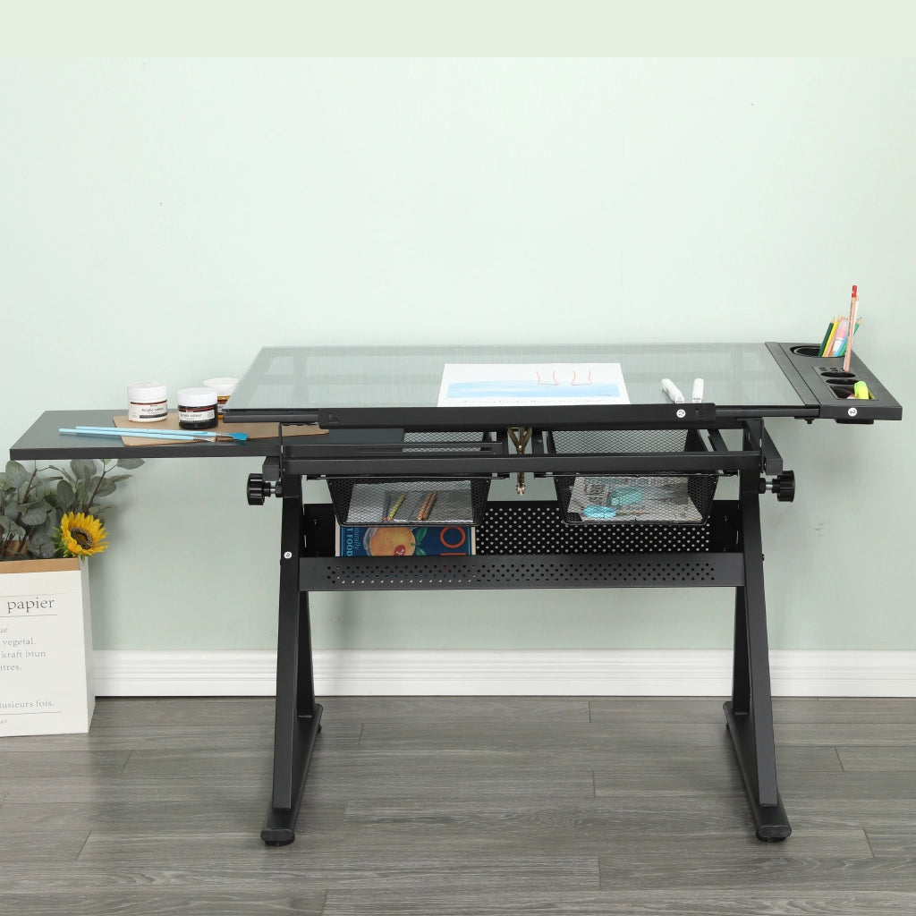 Tavolo con piano inclinabile 0-75° in MDF e metallo nero