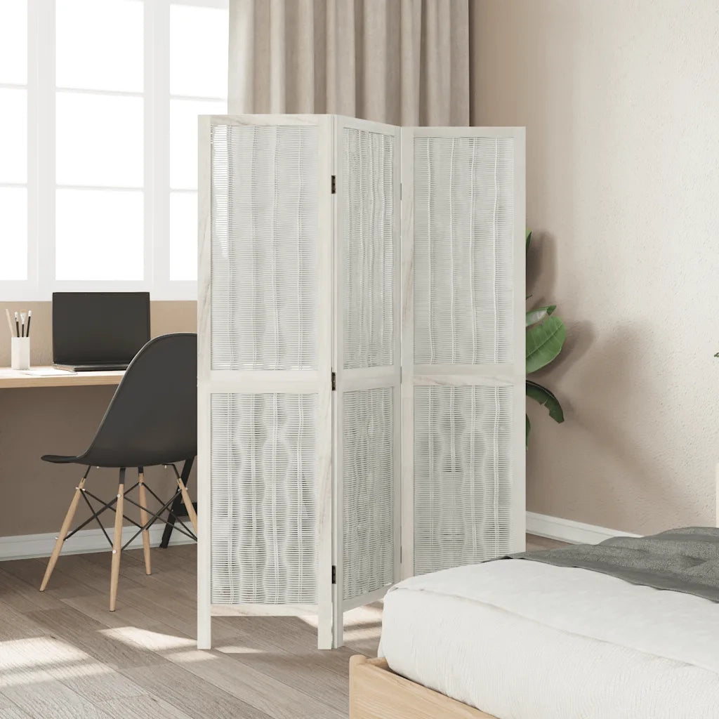 Divisorio Ambienti | Divider per stanze | Paravento 3Pannelli Bianco Legno Massello di Paulownia