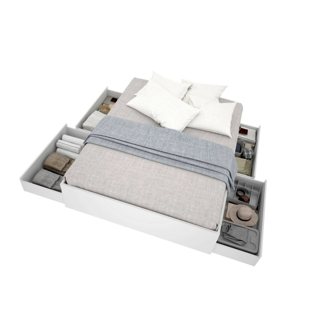 Letto matrimoniale Ferdie, Sommier per camera da letto, Giroletto per stanza, Struttura porta materasso, 169x205 h39 cm, Bianco