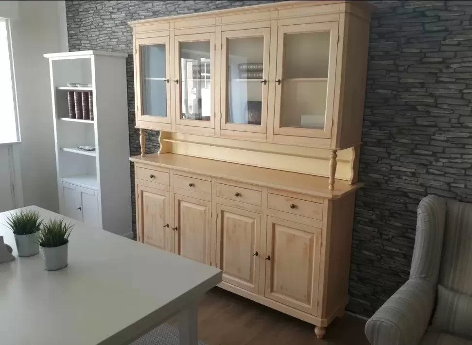 Cristalliera 4 porte legno shabby avorio patinato 196x43x208h - Mobili 2G