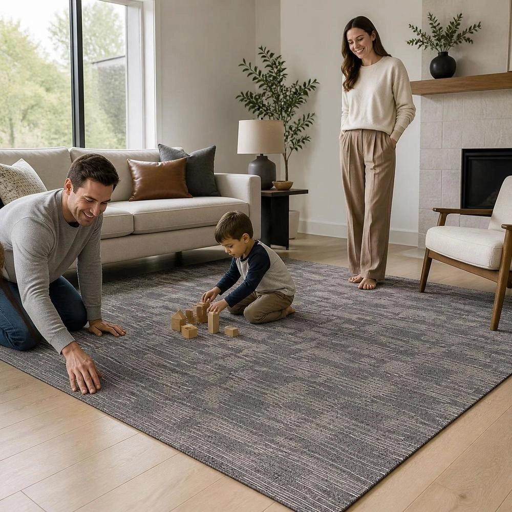 Carpet Tiles 609.6 X 609.6 X 6 Mm, 24-Pack, Modular Carpeting With An Area Of 9 M², Carpet Flooring, Easy DIY Replacement For Living Room And Office, Grey And Brown