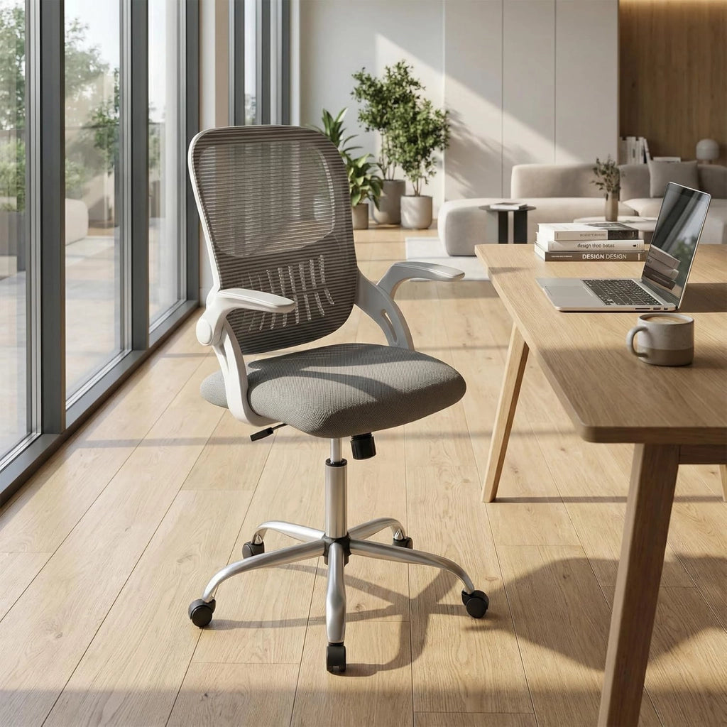 Sedia da ufficio in rete traspirante, sedia da scrivania ergonomica con altezza regolabile, braccioli pieghevoli, Cadeira girevole a 360° con ruote universali, carico 136 kg