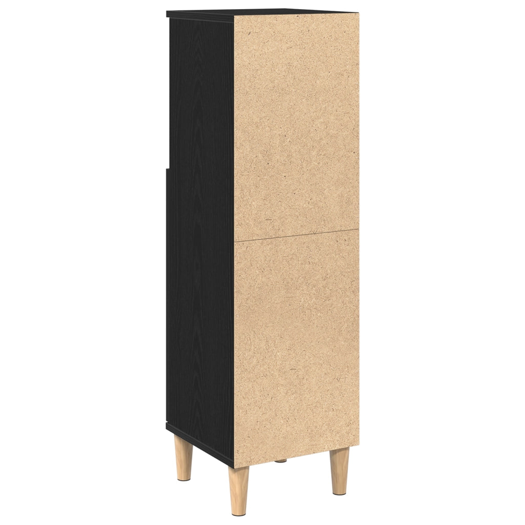 Armadio da bagno  Nero Rovere 30x30x100 cm Legno ingegnerizzato