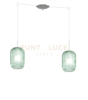SOSPENSIONE CROMO 2 LUCI SPOSTABILE VETRI VERDE 1181CR-S2 S-VE