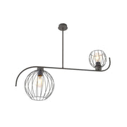 Lampadario Industrial 2 Luci Tyr In Acciaio Nero Paralumi A Gabbia