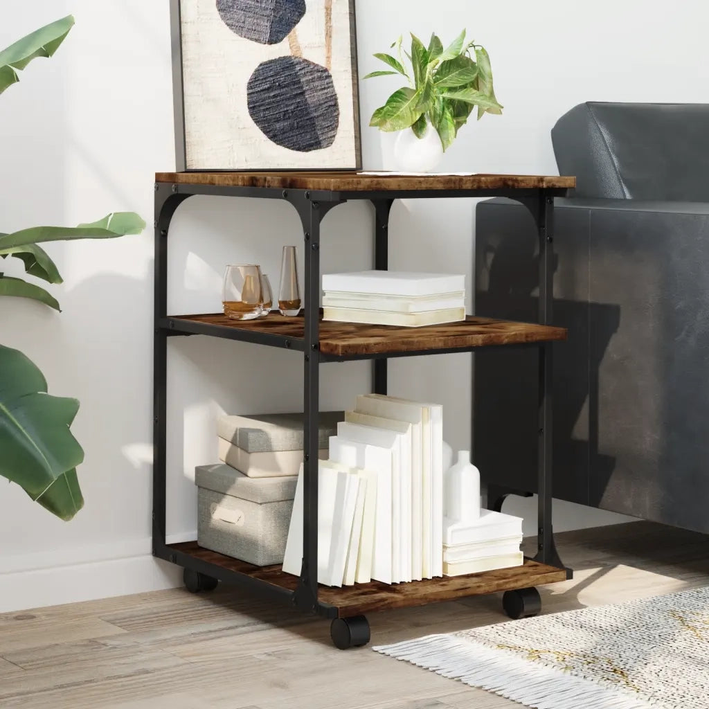 Supporto Stampante 3 Livelli Rovere Fumo 43x48x64cm Multistrato