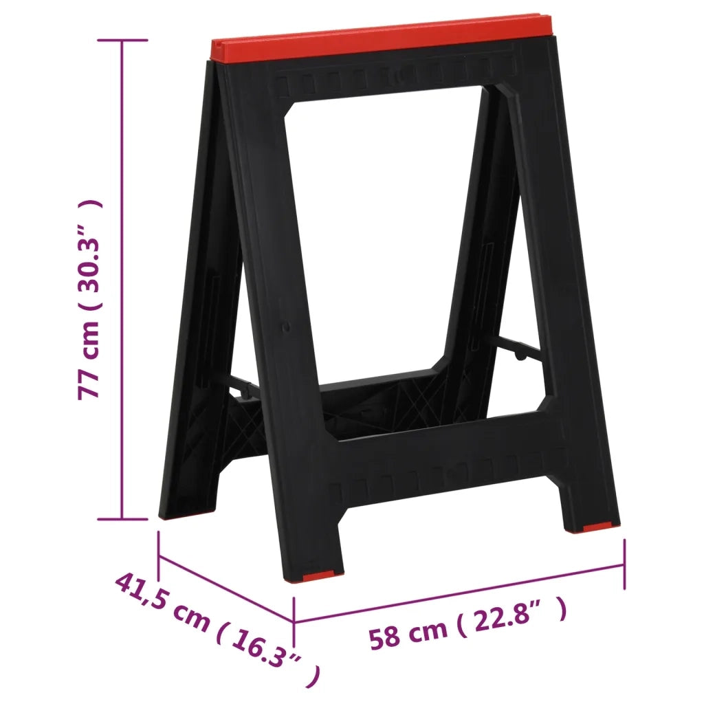 Cavalletti da Lavoro 2 pz Nero e Rosso in Polipropilene 350 kg cod mxl 16192