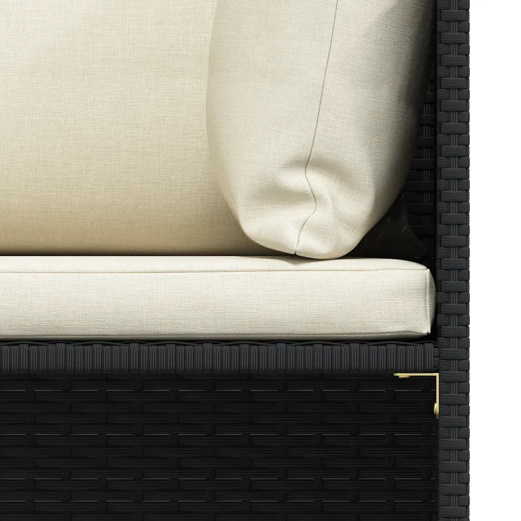 Set Divani da Giardino 3 pz con Cuscini in Polyrattan Nero 313519