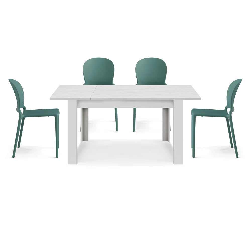 Tavolo allungabile da pranzo Bianco Frassino 110x70 fino a 150 cm modello N1 MADE IN ITALY design moderno ideale per cucina, soggiorno e sala da pranzo