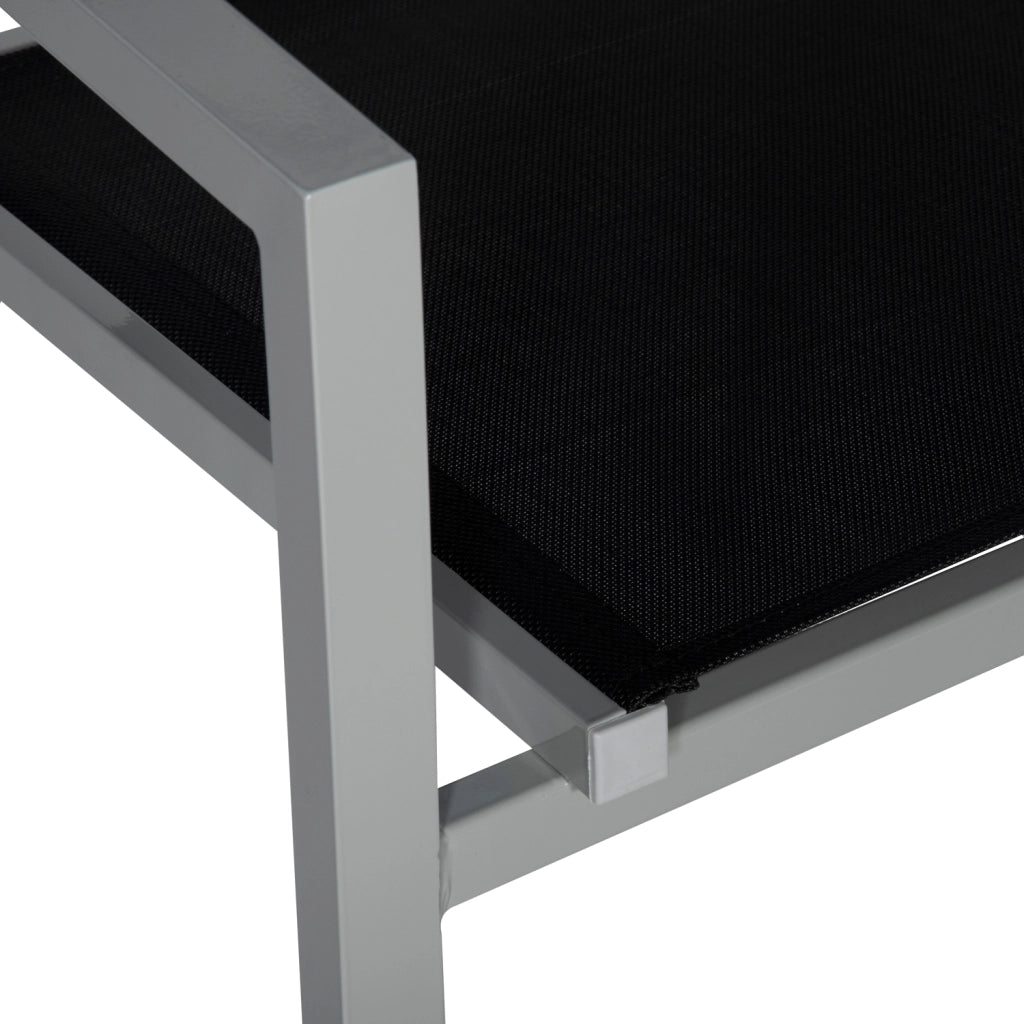 Set di 6 sedie in alluminio grigio - textilene nero