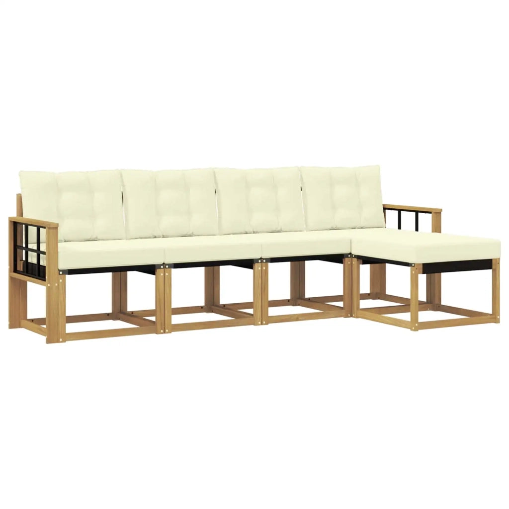 Set di divani da esterno con cuscino 5 pcs Bianco e Crema 3389384