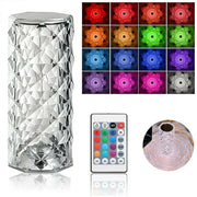 Trade Shop - Lampada Da Tavolo Led Ricaricabile Usb Effetto Cristallo Touch Rgb E Telecomando -