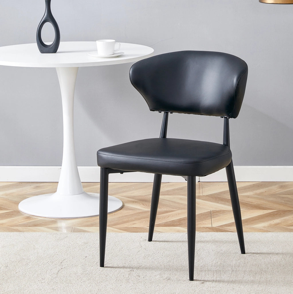 Set di 2 sedie da pranzo nere in PU con gambe in metallo