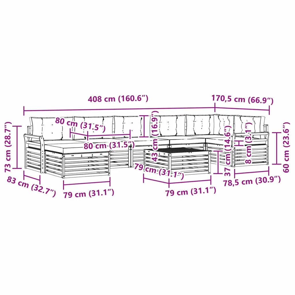 Set di divani da esterno con cuscino 8 pcs Bianco e Antracite 3390887