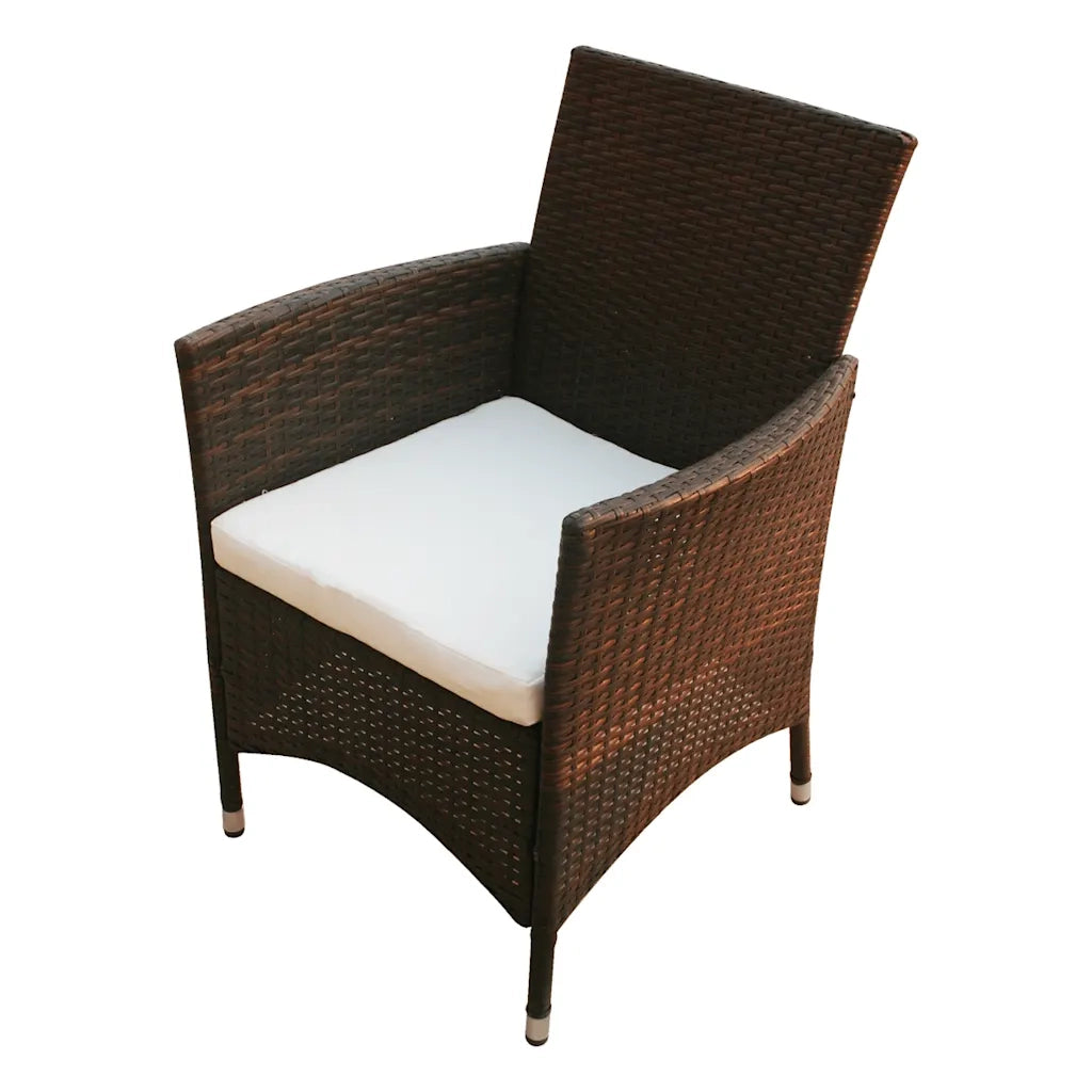 Set da Pranzo da Giardino 7 pz con Cuscini Polyrattan Marrone cod mxl 34921