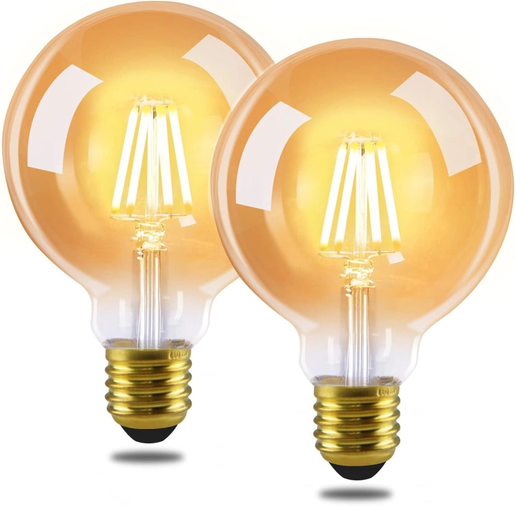 ZMH Confezione da 2 Lampadine LED E27 Vintage Lampadina a filamento Edison G95 2700K 4W Bianco Caldo