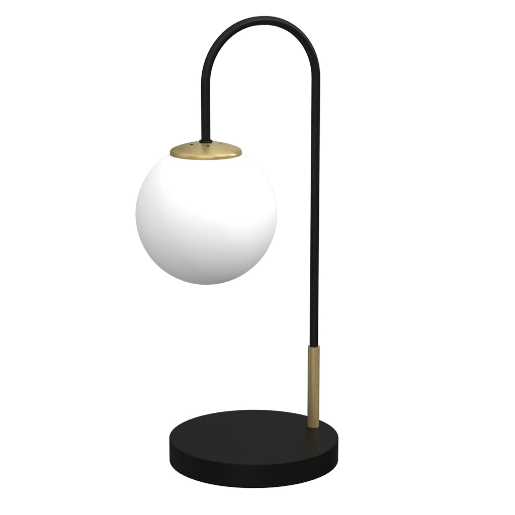 Lampada da tavolo nera ottone sfera vetro Cambridge E14