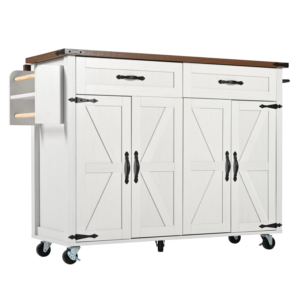 Carrello da Cucina con Piano Estraibile ¨C MINIMAL ¨C Legno, 4 Ante e 2 Cassetti