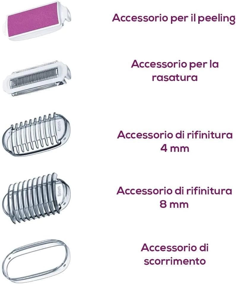 Beurer HL 36 Rasoio elettrico donna bagnato e asciutto 2 velocita' autonomia 60 min luce LED IPX7 colore Bianco Rosa