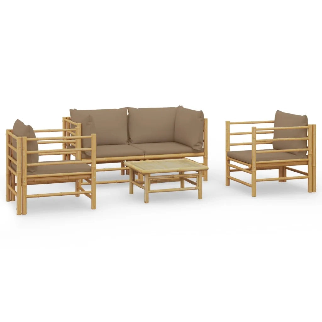 Set Salotto da Giardino 5pz con Cuscini Tortora BambÃ¹cod mxl 77161