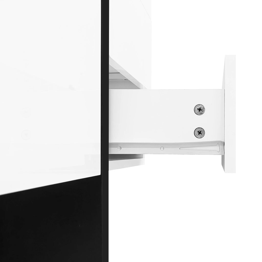 Credenza con 2 Ante e 4 Cassetti; Frontale Lucido; Stile Moderno; per Soggiorno; in MDF; 150??40??80;5 cm; Bianco Nero