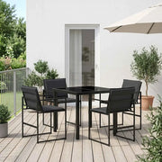 Set da Pranzo per Giardino 5 pcs Nero e Grigio scuro
