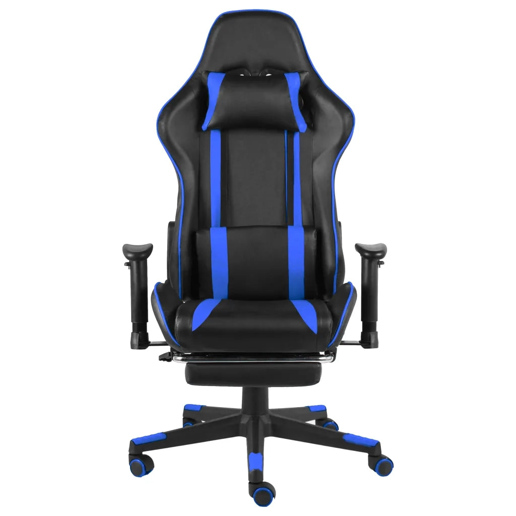 Sedia da Gaming | Sedia da e-sports Girevole con Poggiapiedi Blu in PVC