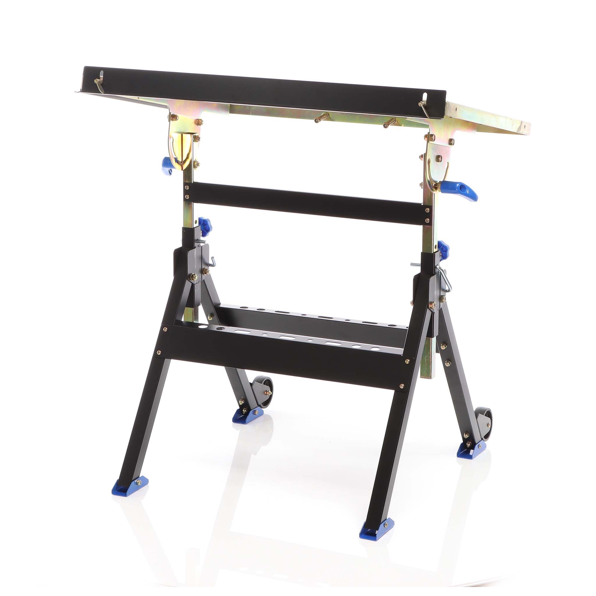 Banco saldatura pieghevole max 150 kg, carrello regolabile in altezza 735-860 mm, inclinabile fino a 90°