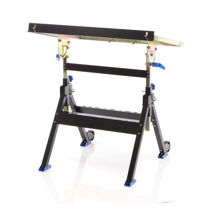 Banco saldatura pieghevole max 150 kg, carrello regolabile in altezza 735-860 mm, inclinabile fino a 90°