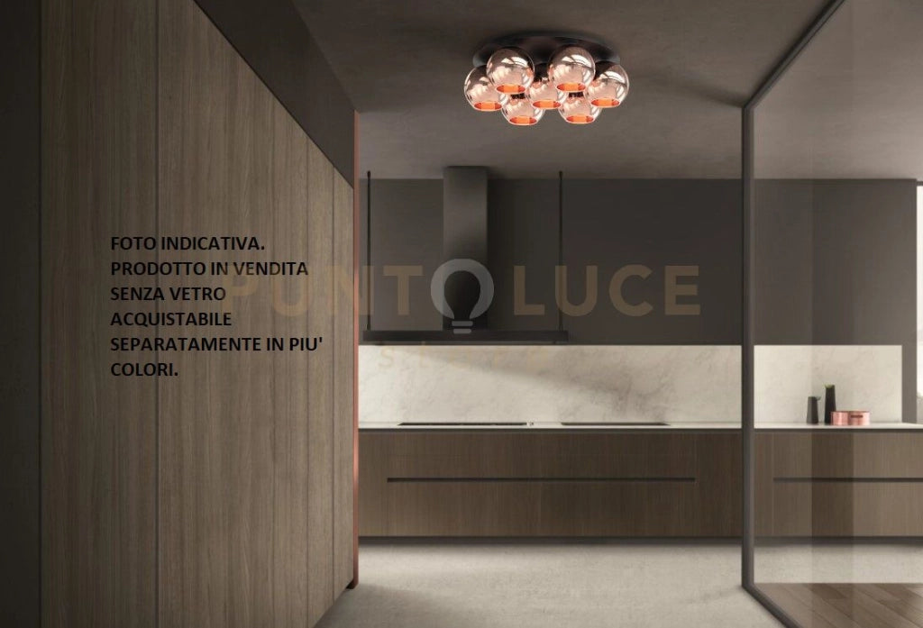ALESSIA-7L N Lampada da soffitto 7 attacchi struttura bianca tonda attacco E14 senza vetri