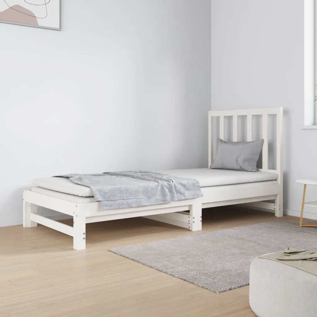 Dormeuse Estraibile Bianca 2x(90x190) cm Legno Massello di Pino 3124753