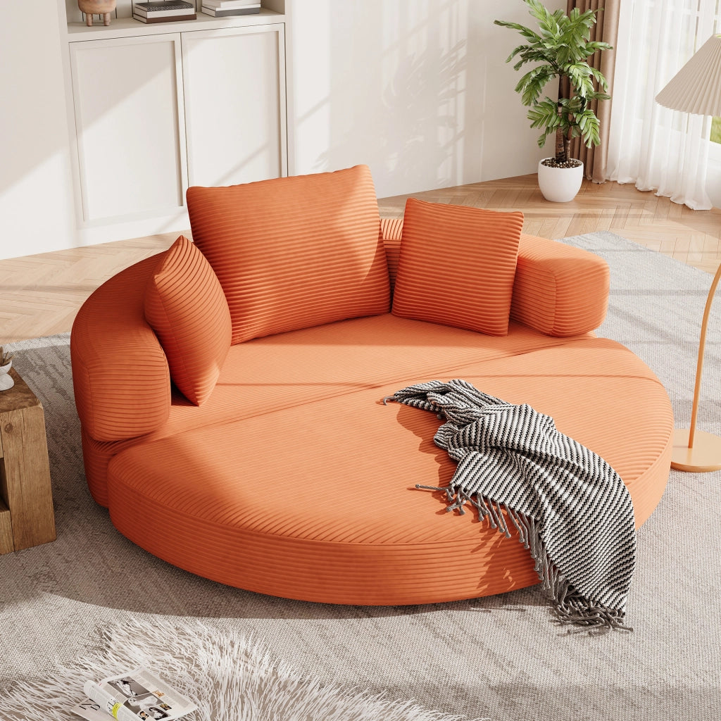 Divano letto pieghevole 2 in 1 in tessuto corda; 173 x 176 cm; arancione
