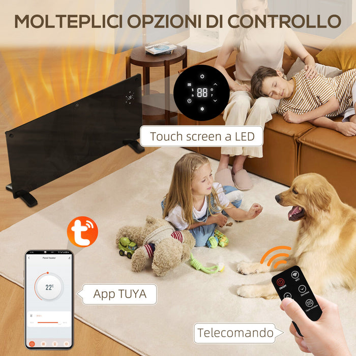 Riscaldatore a Convezione 2000W da Pavimento o a Parete con Telecomando e Timer Nero