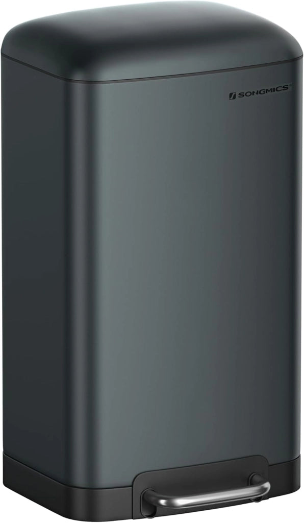 SONGMICS Pattumiera da Cucina, Cestino della Spazzatura da 30L, Pattumiera a Pedale in Acciaio con Coperchio e Secchio Interno, Chiusura Morbida Ammortizzata, Bianco Nuvola LTB001A01