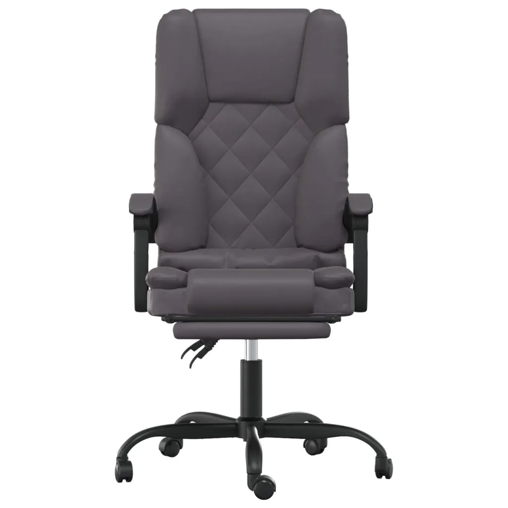 Poltrona da Ufficio Massaggiante | Sedia Relax Reclinabile Grigio Similpelle