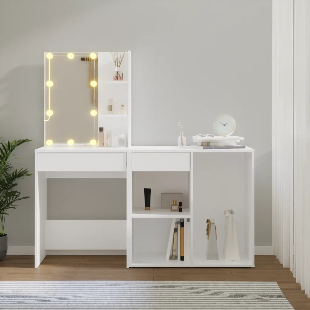 Toeletta con LED e Armadietto Bianco in Legno Multistrato 3082017